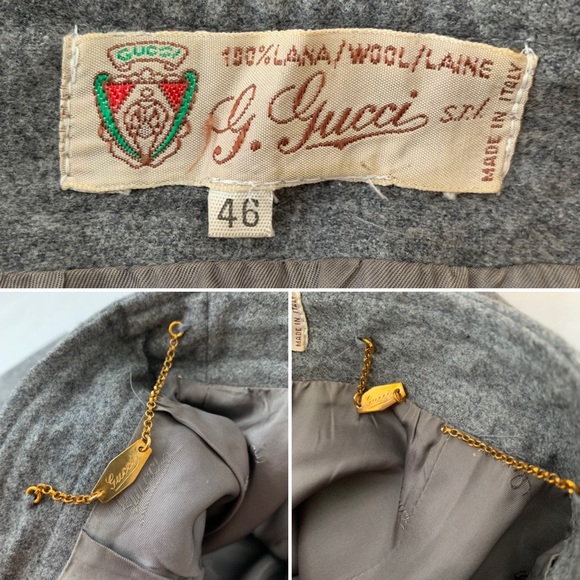 Vintage 1970s/80s Gucci 100% Wool Blazer and Skirt Suit Set Gray Size 46 - Picture 14 of 16